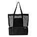 MEJOY Handheld Lunch Bag Insulated Cooler Picnic Bag Mesh Beach Tote Bag Food Drink Storage black