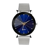 WuyiMC Men Slim Watch Stainless Steel Quartz Watch Sport Military Dial Band Wrist Watch Ultra Thin (Silver)