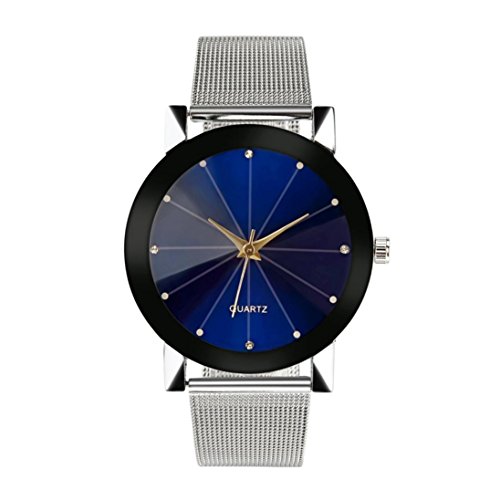 WuyiMC Men Slim Watch Stainless Steel Quartz Watch Sport Military Dial Band Wrist Watch Ultra Thin (Silver)