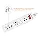 Poweradd 3-Outlet Power Strip 5-foot Heavy Duty Extension Cord with 3 USB Charging Ports, White