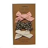 Hand-Tied Baby Girl Bows - 3-Pack Alligator Clip Hair Bows for Infants - By Clara Josie (Large, PCB)