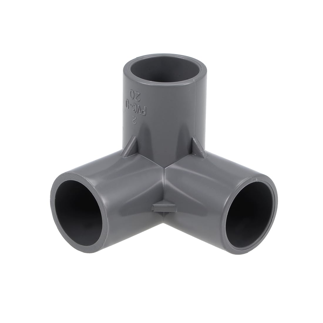 sourcing map 3-Way Elbow Metric PVC Pipe Fitting Furniture Grade 20mm Size Tee Corner Fittings Gray 2Pcs