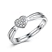 Jsely Adjustable Open Rings for Women Love Heart Ring CZ (one Size fits All Rings) 925 Sterling Silver Jewelry (Adjustable)