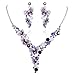 EVER FAITH Elegant Butterfly Silver-Tone Purple Austrian Crystal Necklace Earrings Set
