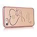 iPhone 7 Plus Case,Double-Lin Mini Love Heart Glitter Bling Crystal Rhinestone Diamonds Clear Rubber Plating Frame TPU Soft Silicone Bumper Case Cover for iPhone 7 Plus Rose