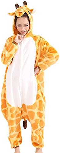 Afoxsos Women's Soft Fleece Animal Cartoon Onesie Adult Pajamas Giraffe Small