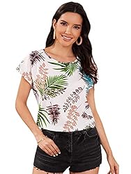 Floerns Women's Short Sleeve Business Casual Tops