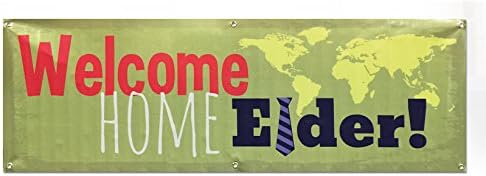 "Welcome Home Elder" Large 60" X 20" (5x1.6 Feet) Vinyl Missionary Banner - World