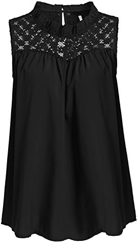 JQstar Women's Sleeveless Floral Lace Casual Loose Blouse Tee Shirts Tank Tops (M, Black)