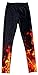 QZUnique Women's Slim Cut Red Fire Printed Elastic Tights Leggings,Red Fire,One Size