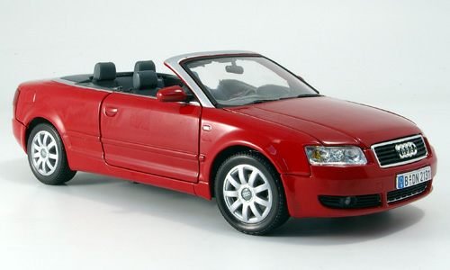 Audi A4 Convertible, red, 2004, Model Car, Ready-made, Motormax 1:18