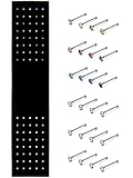 FUNRUN 80pcs 22G Stainless Steel Crystals Piercing Jewelry Nose Studs Rings Pins Mix Color Box Set 1.5mm CZ