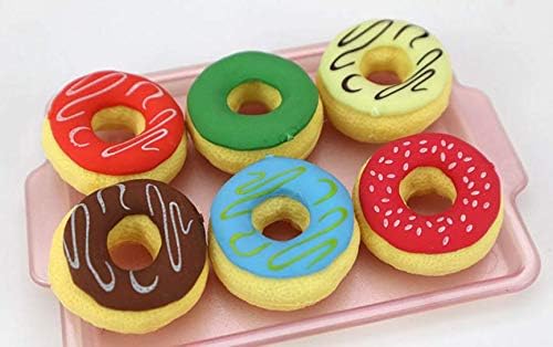 Wangc Personality Gift 6 Pcs/Set Children Cartoon Donut Eraser Cute Food Rubber Erasers Kids School Stationery Set