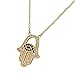 My Daily Styles 925 Sterling Silver Yellow Gold Evil Eye Hamsa White Blue CZ Womens Pendant Necklace