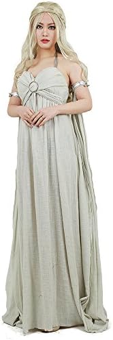 miccostumes Women's Medieval Costume Queen Cosplay Grey Long Train Dress Halloween