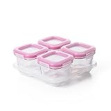 OXO Tot Glass Baby Blocks Food Storage Containers, Pink, 4 oz