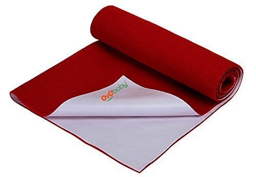 OYO BABY - Waterproof Bed protectors for Kids / Babies / incontinence / Hypoallergenic / Anti-slip / Crib Sheets / Pads / Diaper changing pad cover / liners … (Medium - ( 100cm X 70cm), Red)