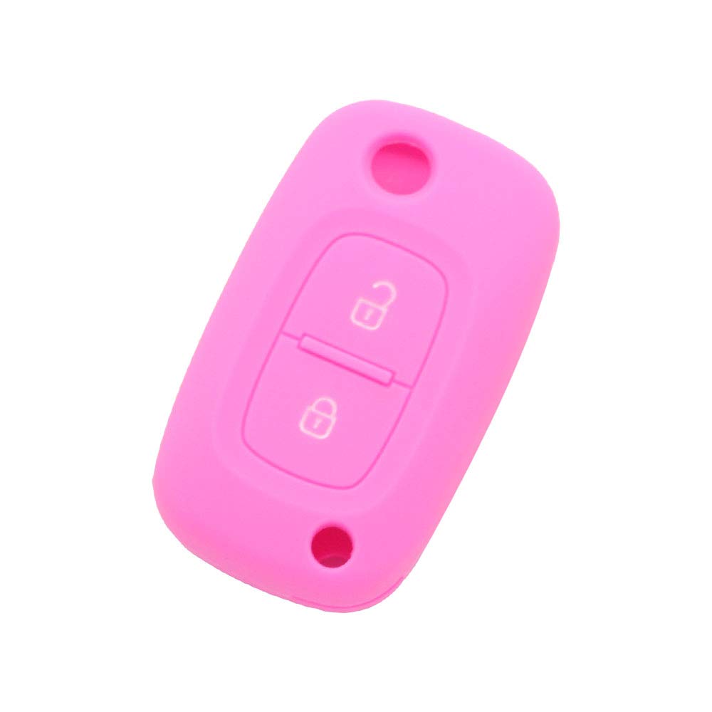 BROVACS Silicone Cover Protector Case Holder Skin Jacket Compatible with RENAULT 2 Button Flip Remote Key Fob CV9352 Pink