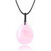 LERSUSI Teardrop Gemstone Necklaces for Women, Healing Crystal Pendant Necklace Birthstone Jewelry for Women