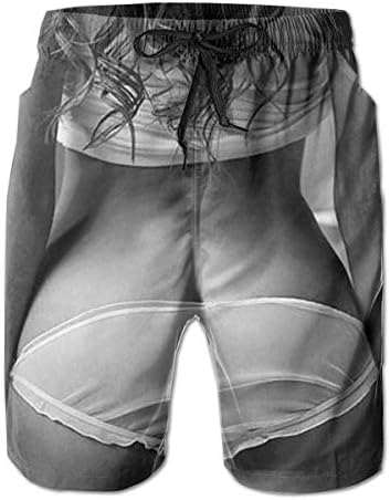 Feimao Cheeky Woman Monochrome Men's Board Shorts Summer Casual Swim Shorts with Pockets