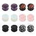 TOPBRIGHT 6 Pair / 12 Pieces Set Natural Mixed Stone Plug Double Flared Flesh Tunnels Gauges