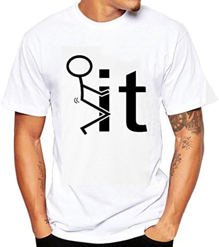 Clearance !Kstare Mens T-Shirt,Graphic Round Neck Casual Short Sleeve Tee Solid Short Tops (M, White)