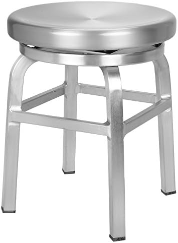 CHAIR DEPOTS Atlantic Aluminum Swivel Backless Stool, Chair Height, Brushed Aluminum Finish
