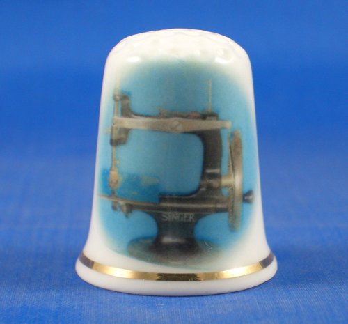 Porcelain China Thimble -- Miniature Singer Sewing Machine