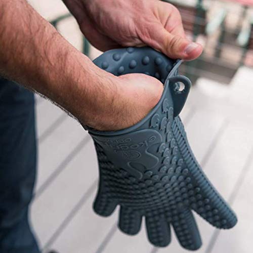 Jolly Green Products Ekogrips Premium BBQ Oven Gloves | Best Versatile Heat Resistant Grill Gloves | Insulated Silicone Oven Mitts for Grilling | Waterproof | Forearm Protection | Grey, OSFM