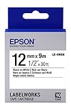 Epson LabelWorks Standard LK (Replaces LC) Tape Cartridge ~1/2" Black on White (LK-4WBN) - For use with LabelWorks LW-300, LW-400, LW-600P and LW-700 label printers
