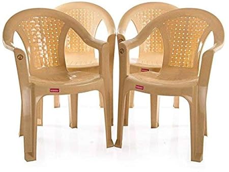 VARMORA Medium Back Check Chair (Set of 4) (Marble Beige)