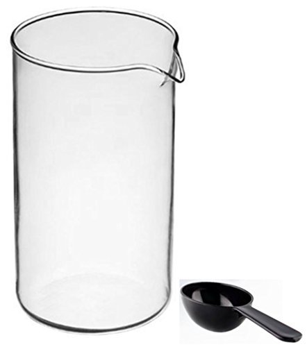 Click Here to See More Images VitaXtreme French Press Clear Borosilicate Glass Universal Replacement Brewing Carafe ★ 1000 ml / 34 oz. (8 cup size) Heat and Shock Resistant