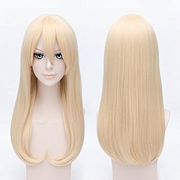 Amazon Com Hoolaza Milk Golden Long Straight Bangs Inward Curly