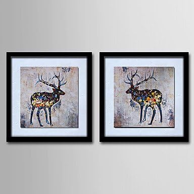 DY2DY Modern Wall Art Pictures Abstract Oil Painting Deer Hand-Painted On Canevas Home Decoration Painting With Frame, with stretched frame, 20" x 20"