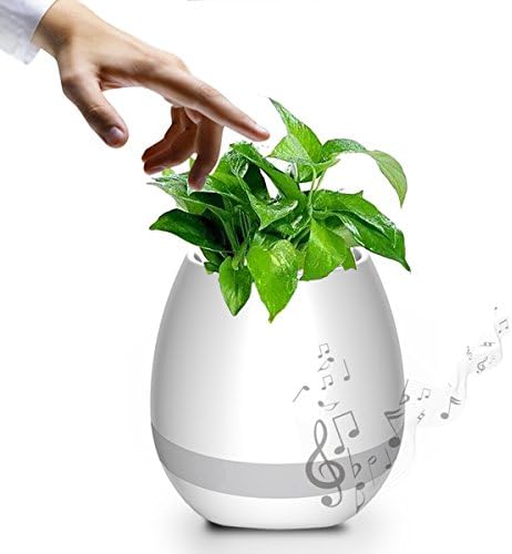 NPOLE Music Plant Flower Planter Pot Smart Bluetooth Speaker Wireless Touch Plant Piano Music Playing Rechargeable Night Light Flowerpot for Office Home Decor Creative Gift(without Plant) (White)