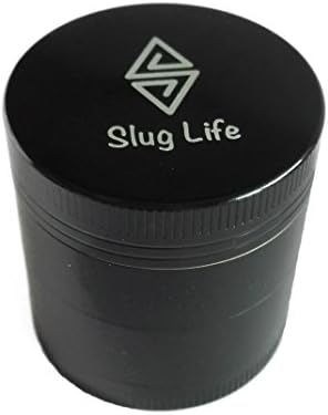 Slug Life Herb Grinder 4 Parts 1.6 Inch with Pollen Catcher (Black)