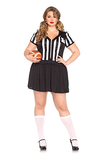 Plus Size Halftime Hottie Costumes - Leg Avenue Women's Plus-Size Halftime Hottie Referee Costume, Black/White,