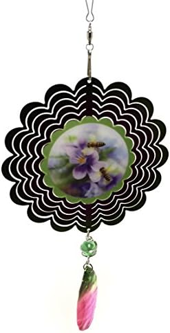 Hand Crafted "Beautiful Melody" Honey Bees with flowers Design with Beautiful hanging artificial stone Finest details and Highest Detail Zephyr Spiral Wind Spinner