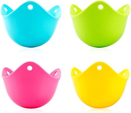 Egg Poacher Cups - Premium Silicone Egg Poaching Pods for Microwave or Stovetop Poached Egg Maker BPA Free Egg Cooking (4 Pcs)