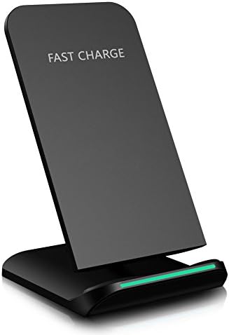 Fast wireless charger for galaxy S8 S8 Plus S7 S7 Edge S6 Edge Plus and Note 5, Szeshine 2 Coils Qi Wireless Charging Stand Pad for All Qi Enabled Device, No AC Adapter, Black