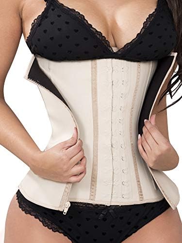 Fiorella Shapewear Clip and Zip Latex Waist Cincher Trainer Corset Nude Fajas Colombianas Reductoras 207N2