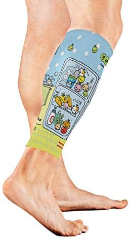 KMAND Leg Sleeve Cute Cartoon Food Summer Compression Socks Support Non Slip Calf Sleeves Pads - Improve Circulation for Shin Splint, Calf Pain Recovery, Running, Cycling, Travel, 1 Pair