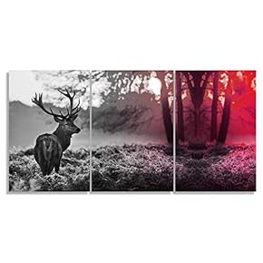 Deer in Forest Red Color for Living Room...