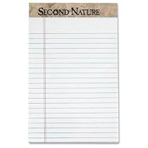 TOPS Second Nature 100% Recycled Legal Pad, 5 x 8 Inches, Perforated, White, Narrow Rule, 50 Sheets per Pad, 12 Pads per Pack (74830)