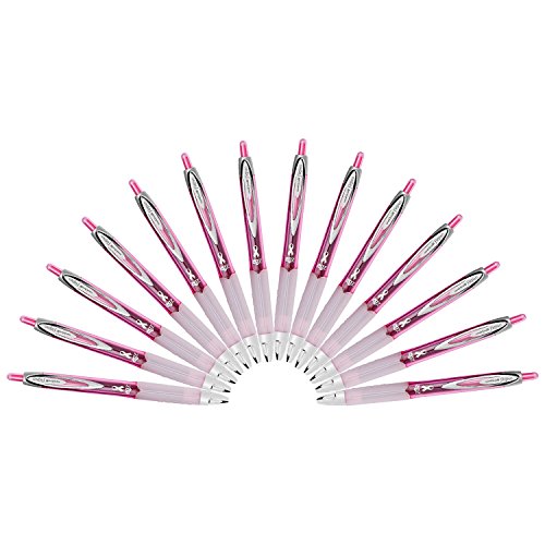 Uni-Ball 207 Retractable Gel Pens, Medium Point, 12 + 2 Pens (12-Pack Plus 2, Black Ink - Pink Ribbon)