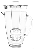 Jumbl Tea Infuser Water Pitcher. Plastic Pitchers with spill proof Lid & Removable Infusion Insert For Kool Aid, Juice, Iced Tea, Lemon Water, Crystal Clear Shatterproof Acrylic, 2 Quart