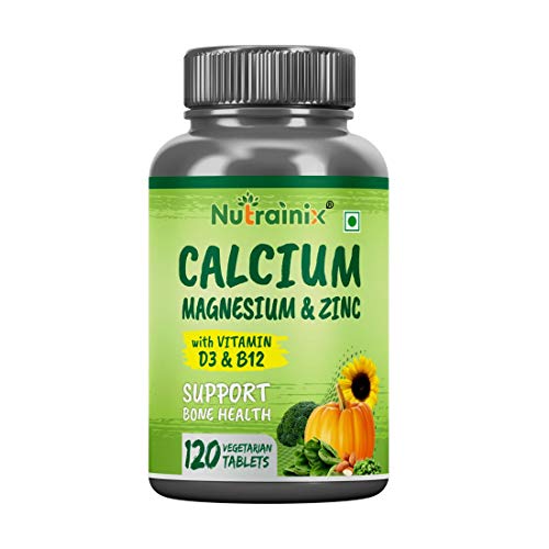 Nutrainix Calcium, Magnesium, Zinc, D3 & B12, Supports Bone Health, Vegetarian Tablets, 120 count Nutrainix Calcium, Magnesium, Zinc, D3 & B12, Supports Bone Health, Vegetarian Tablets, 120 count