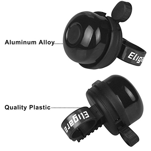 Eligara Bicycle Bell by Aluminum Alloy Bike Bell with Loud, Long, Crisp Sound for Mountain Road Electric Bike Cycle Scooter Ebike Cruiser Tricycle MTB BMX (Black)