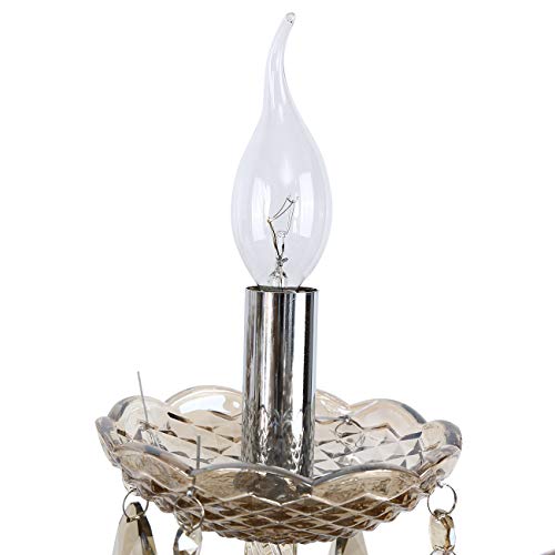 TryE 10 Arm Chandelier K9 Crystal Glass Ceiling Light E12 Pendant Lamp Cognac Color for Living Room Bedroom Hallway Entry - Thumbnail 7