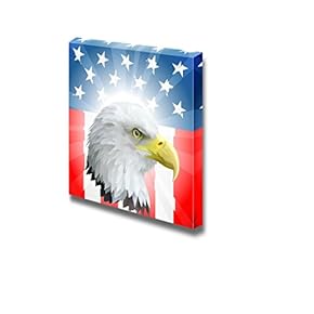an American White Head Eagle and Stars and Stripes Patriotic Concept - Canvas Art Wall Art - 12" x 12"